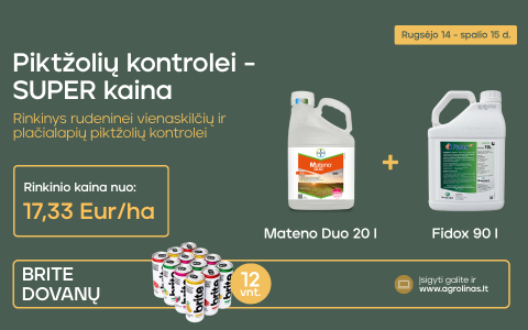 Rudeninė vienskilčių ir plačialapių piktžolių kontrolė – tik nuo 17,33 Eur/ha!