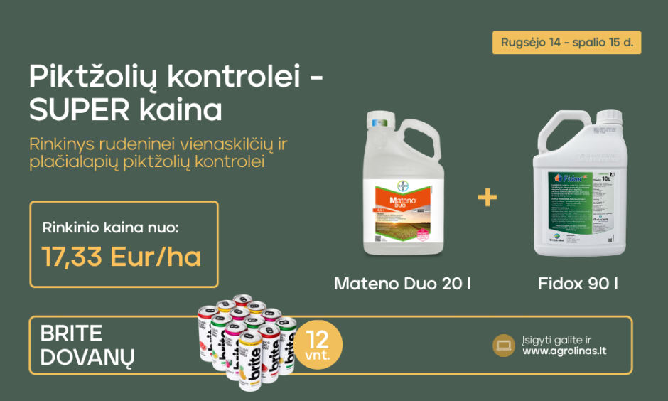 Rudeninė vienskilčių ir plačialapių piktžolių kontrolė – tik nuo 17,33 Eur/ha!