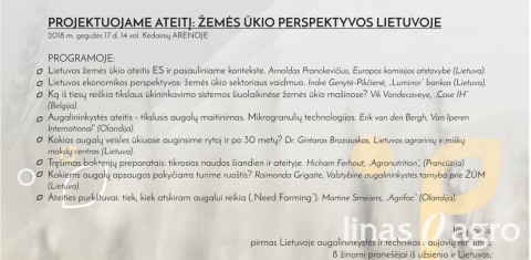 Tarptautinė konferencija „Projektuojame ateitį: žemės ūkio perspektyvos Lietuvoje“ gegužės 17 d. Tarptautinė konferencija „Projektuojame ateitį: žemės ūkio perspektyvos Lietuvoje“ gegužės 17 d.